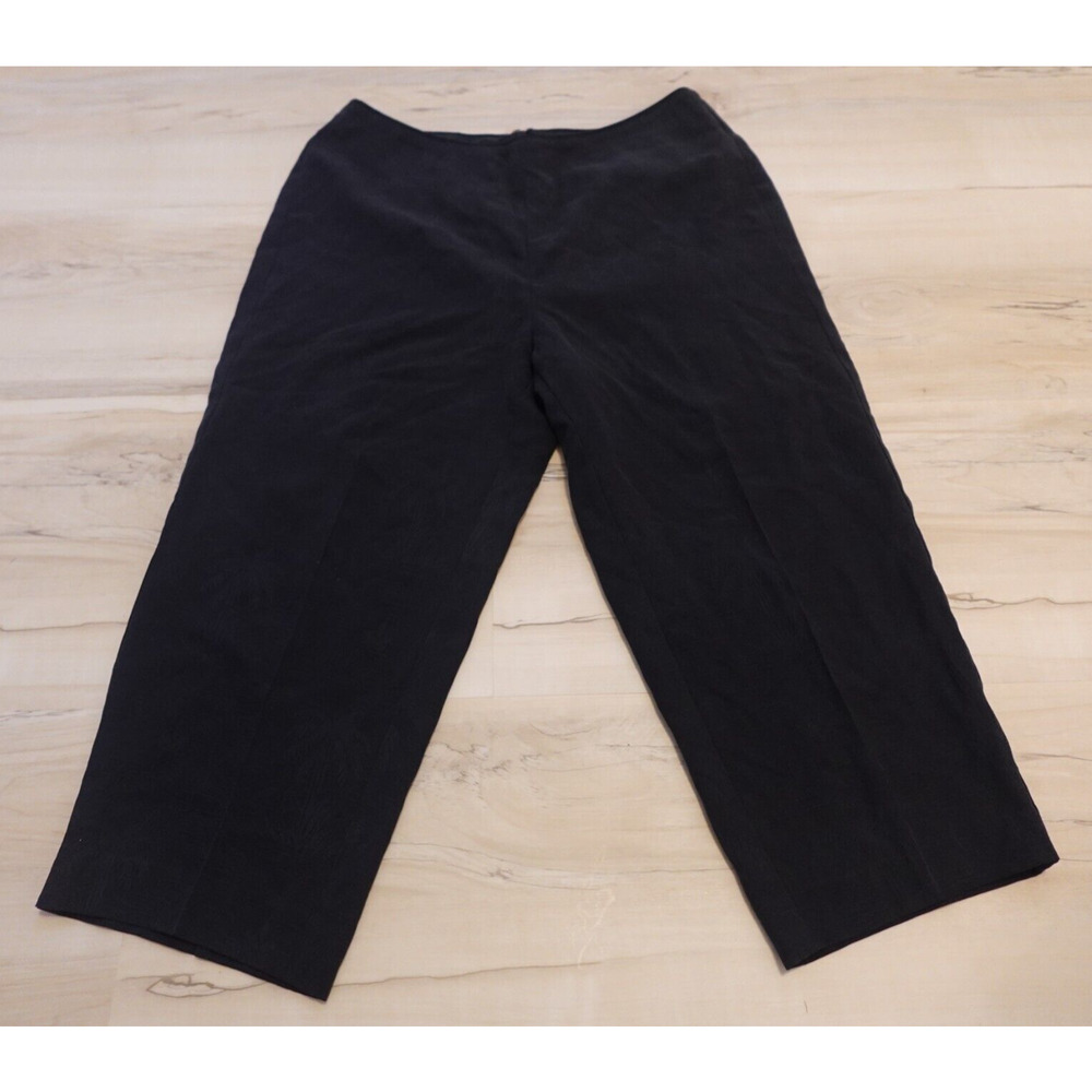 Tommy Bahama Women 4 Pants Cropped Capris 100% Silk Black Palm‎ Trees Vintage